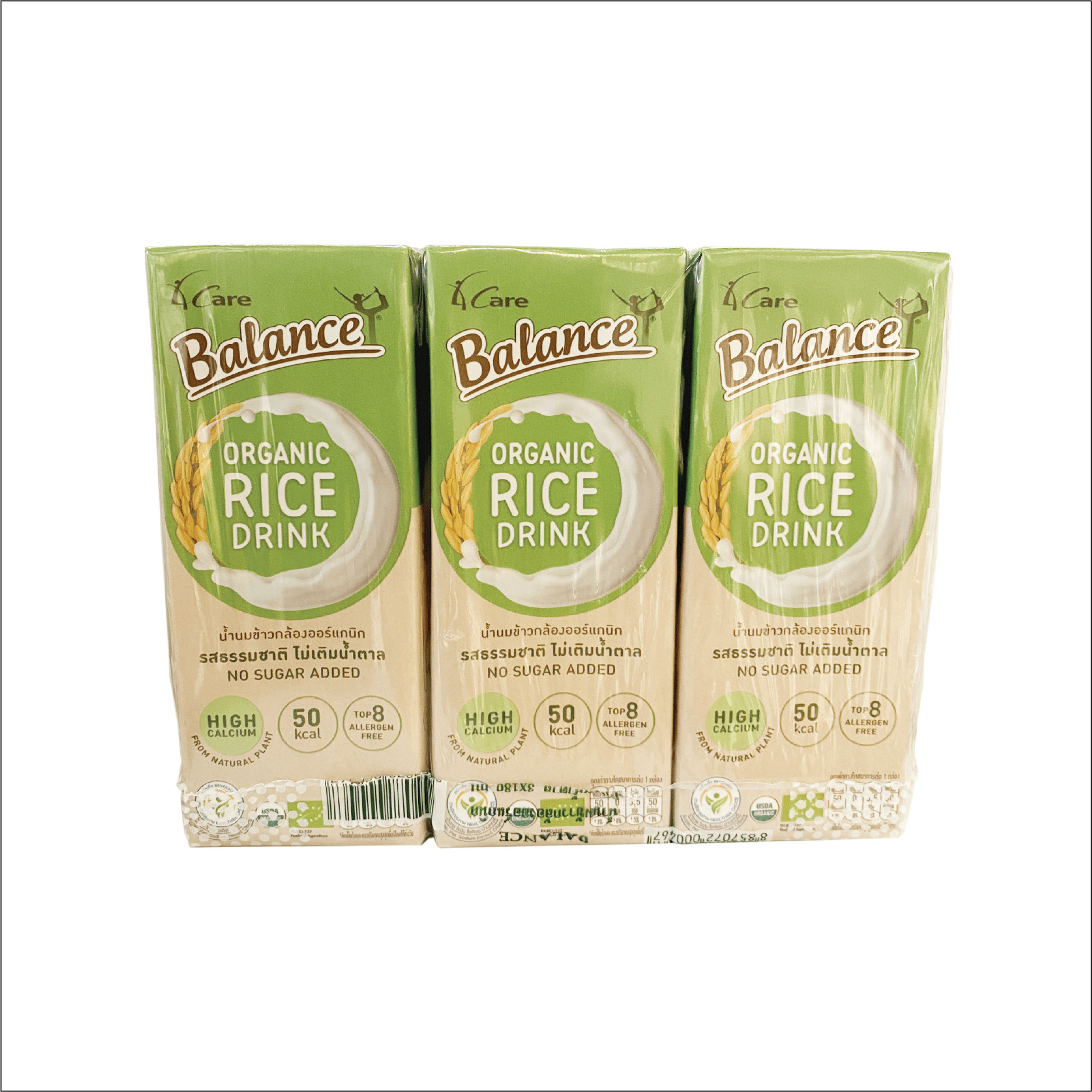 Thùng 36 hộp sữa gạo hữu cơ giàu canxi không đường 4CARE BALANCE ORGANIC (180ml/hộp)