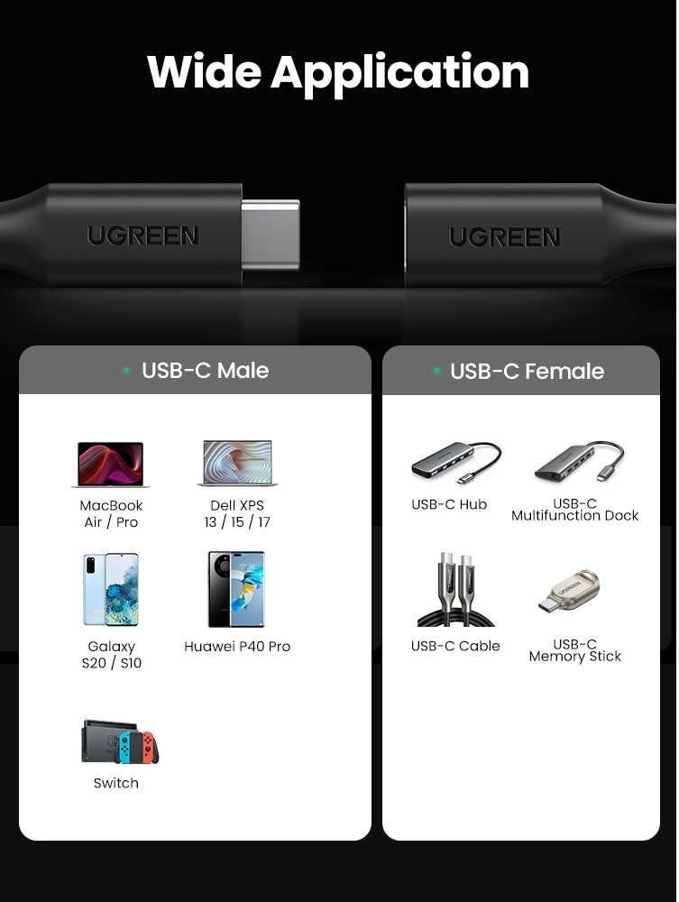 Ugreen UG10387US353TK 1m Gen2 cáp usb type c nối dài - HÀNG CHÍNH HÃNG