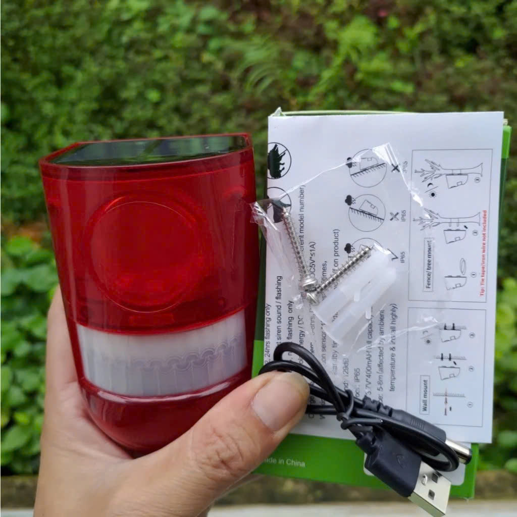 Thiết Bị Báo Động Chống Trộjm Hồng Ngoại Không Dây – Dùng Năng Lượng Mặt Trời, Cảnh Báo Siêu Nhạy, đèn trang trí