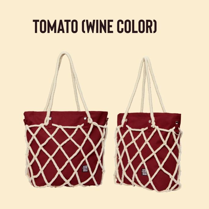 Túi tote thời trang vải canvas phối dây macrame thủ công PASTA TOTE JAMLOS