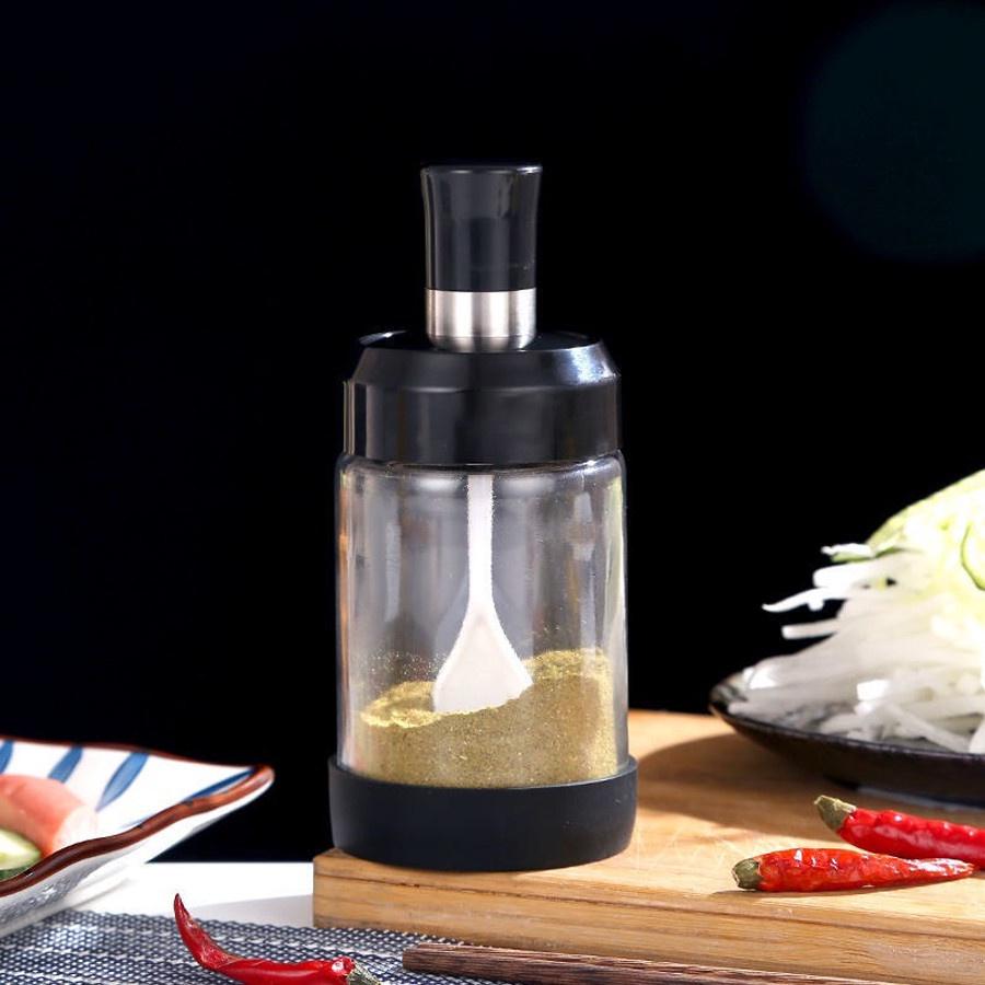 Hũ Đựng Gia Vị Thủy Tinh Kèm Thìa Thông Minh