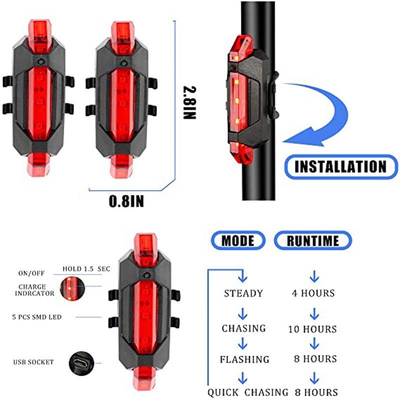 Đèn led xe đạp chống nước sạc usb hàng loại 1