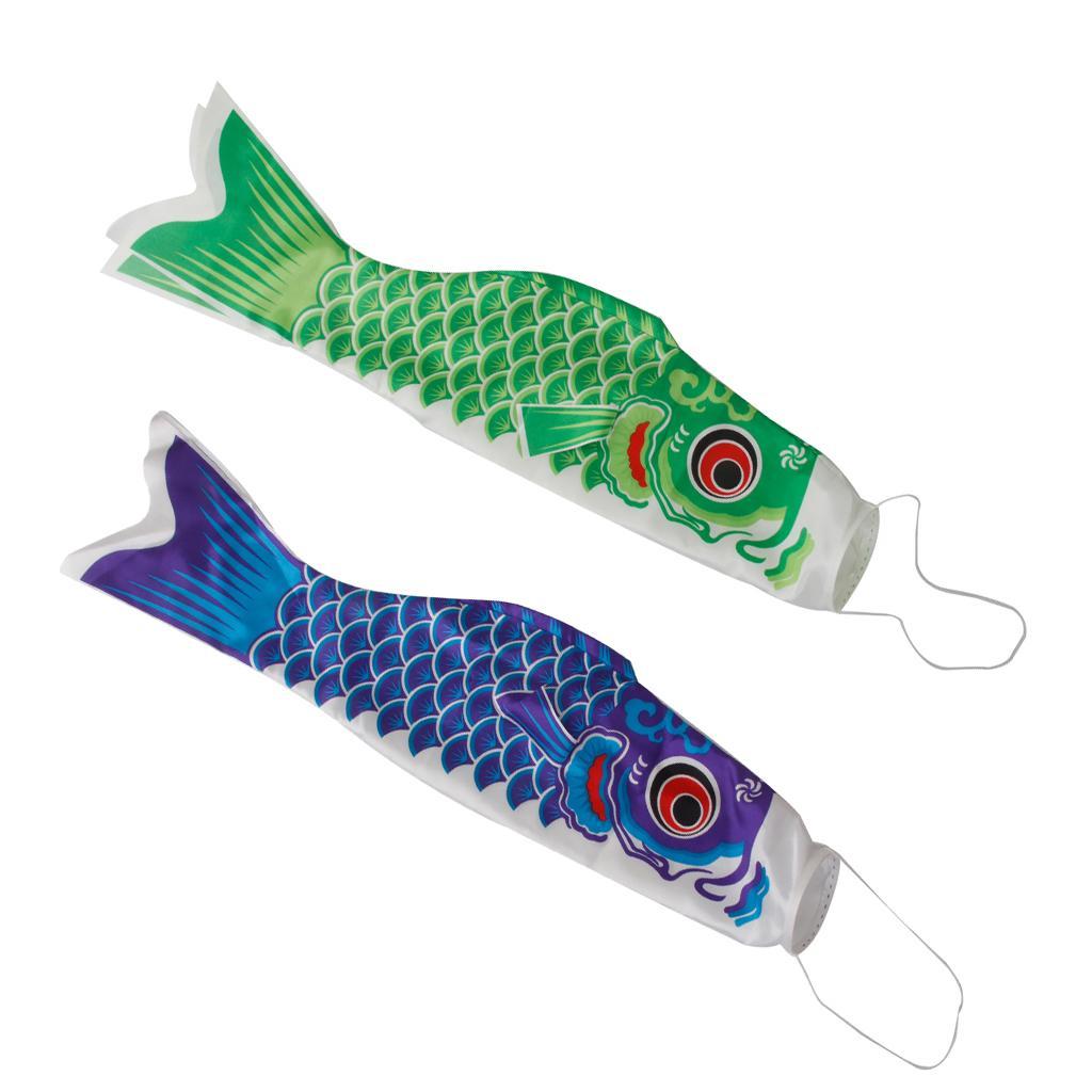 2 Pieces 150cm Japanese Windsock Carp Flag Koi Nobori Sailfish Wind Streamer