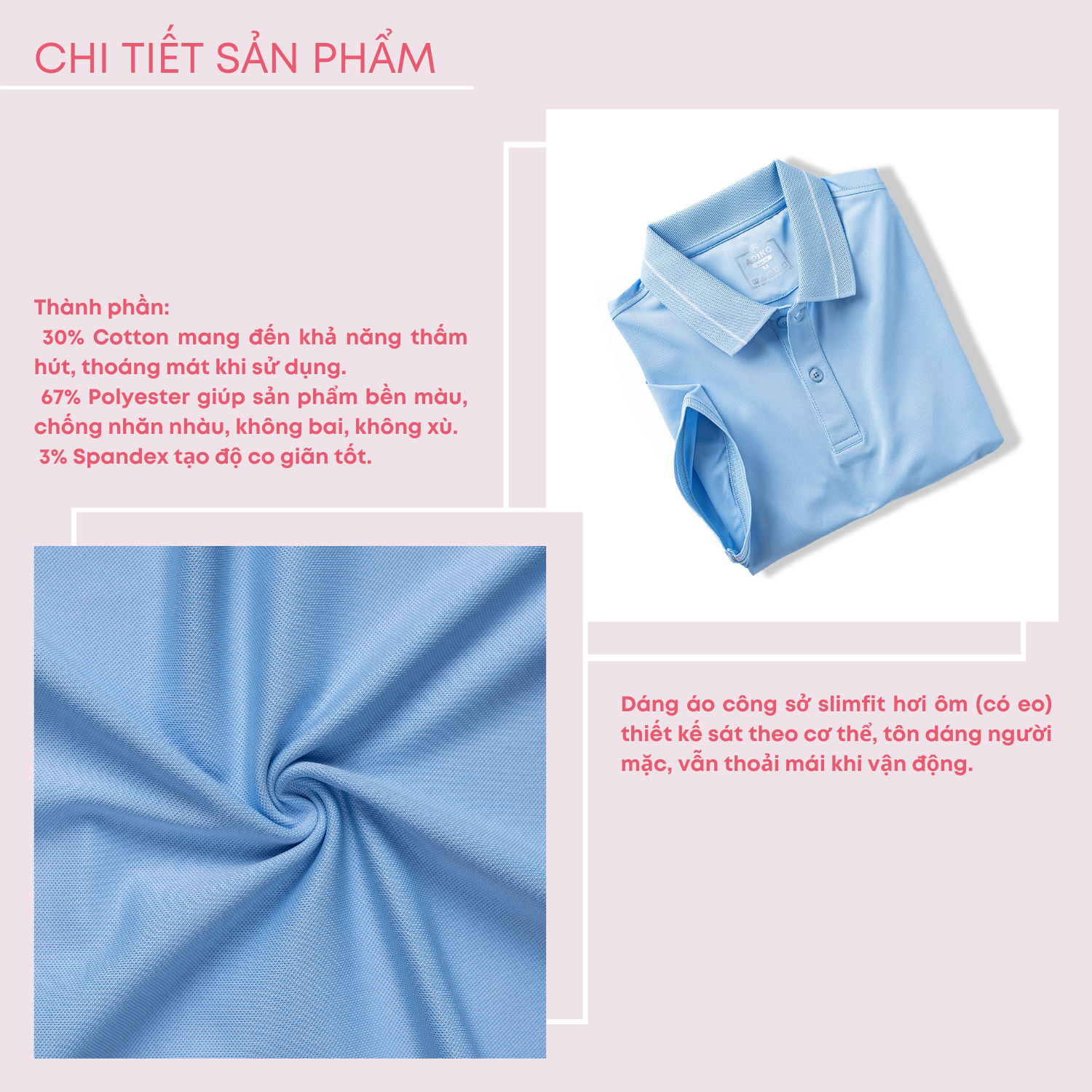 Áo thun nữ có cổ màu xanh biển phối viền ADINO vải polyester cotton không bai xù dáng công sở slimfit hơi ôm trẻ trung APN04