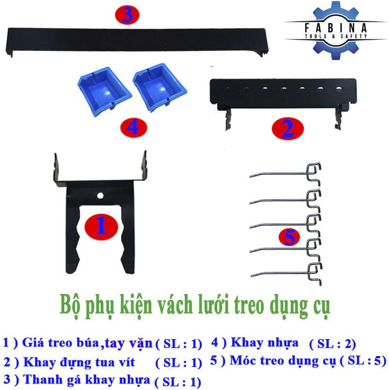 Tấm lưới Pegboard xanh dương mờ kèm phụ kiện treo FABINA