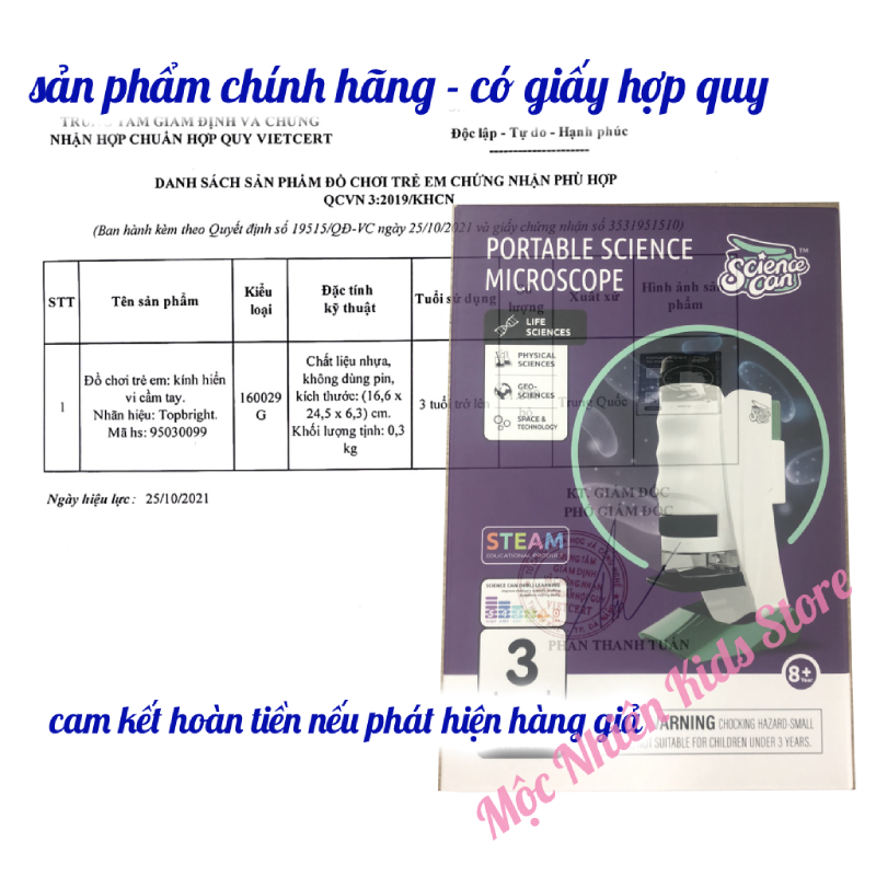 Đồ chơi khoa học kính hiển vi cầm Tay Chính Hãng TOPBRIGHT - Đồ chơi giáo dục cho bé từ 8 tuổi