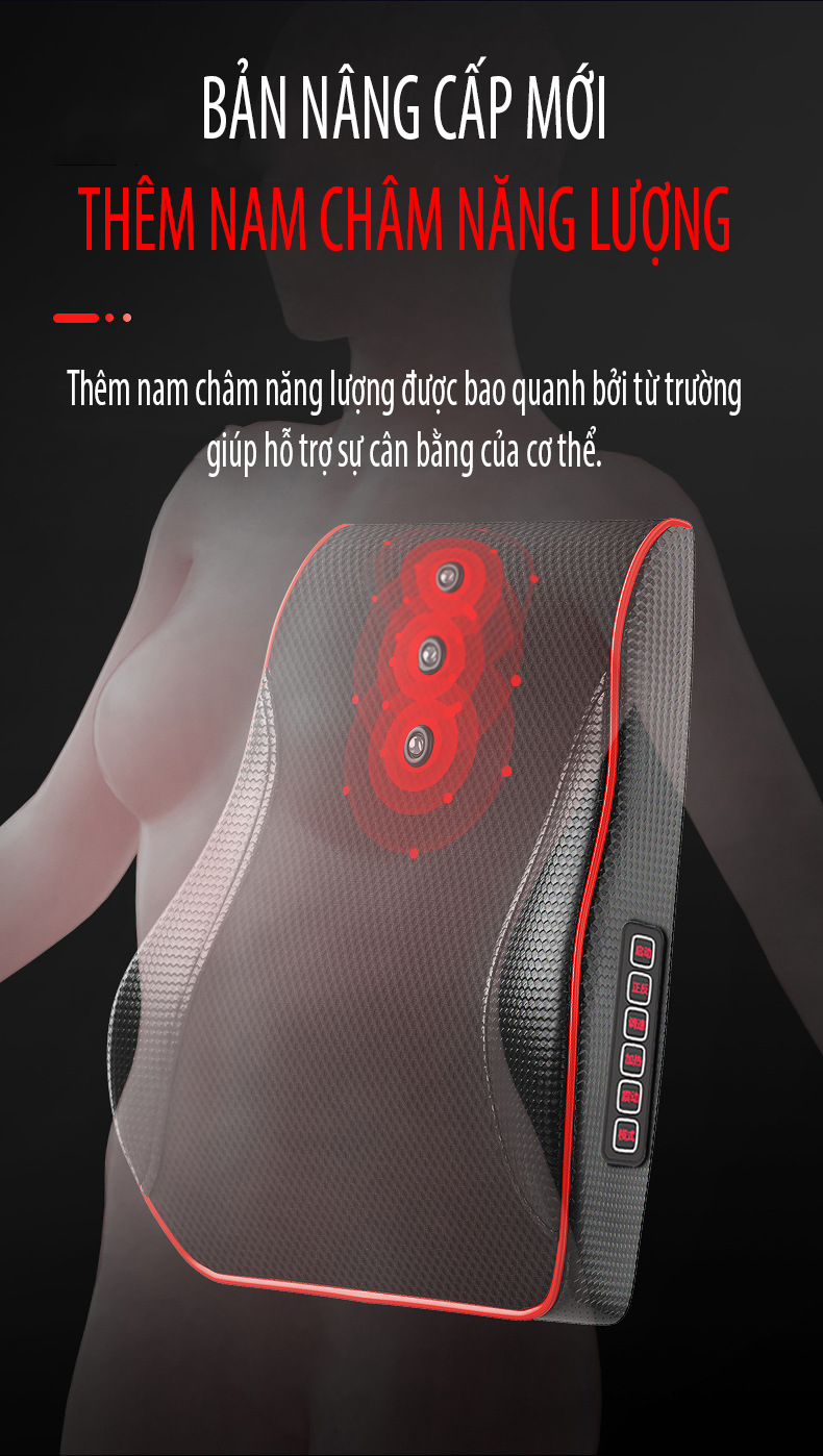 Gối/đệm massage đa năng kéo dài trị đau thắt lưng, đau cột sống cổ (có thể dùng tựa lưng trên ô tô) NJR-206