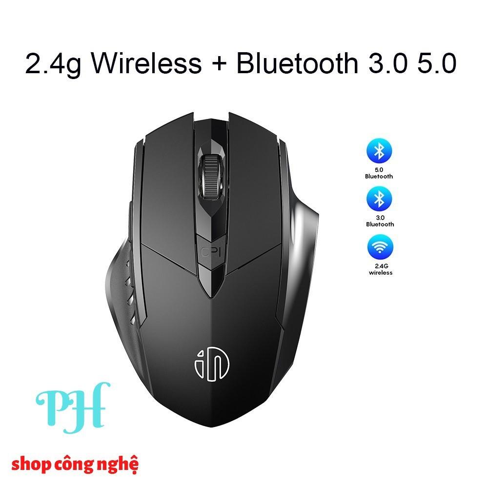 Chuột Không Dây Bluetooth, Wireless 2.4G Inphic PM6 Có Pin Sạc–Chuột Chống Ồn Bấm Siêu Êm Không Cần Thay Pin