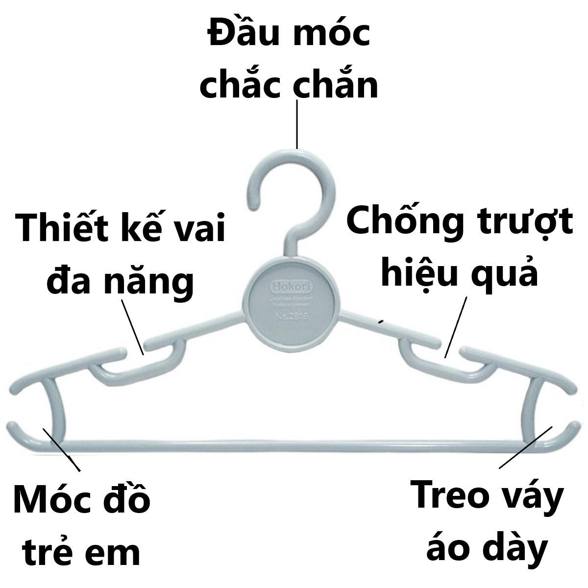 SET 10 Móc Áo Trung Hokori 2819 Đa Năng Cao Cấp - Giao màu ngẫu nhiên