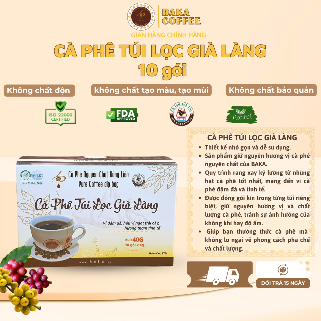 Cà phê túi lọc Già Làng - Hộp 10 gói