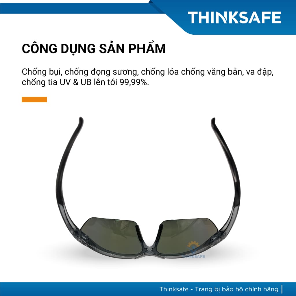 Kính bảo hộ King's Thinksafe, mắt kiếng bảo hộ chống bụi, siêu nhẹ, chống tia uv đi đường, ôm khuôn mặt, màu đen - KY717