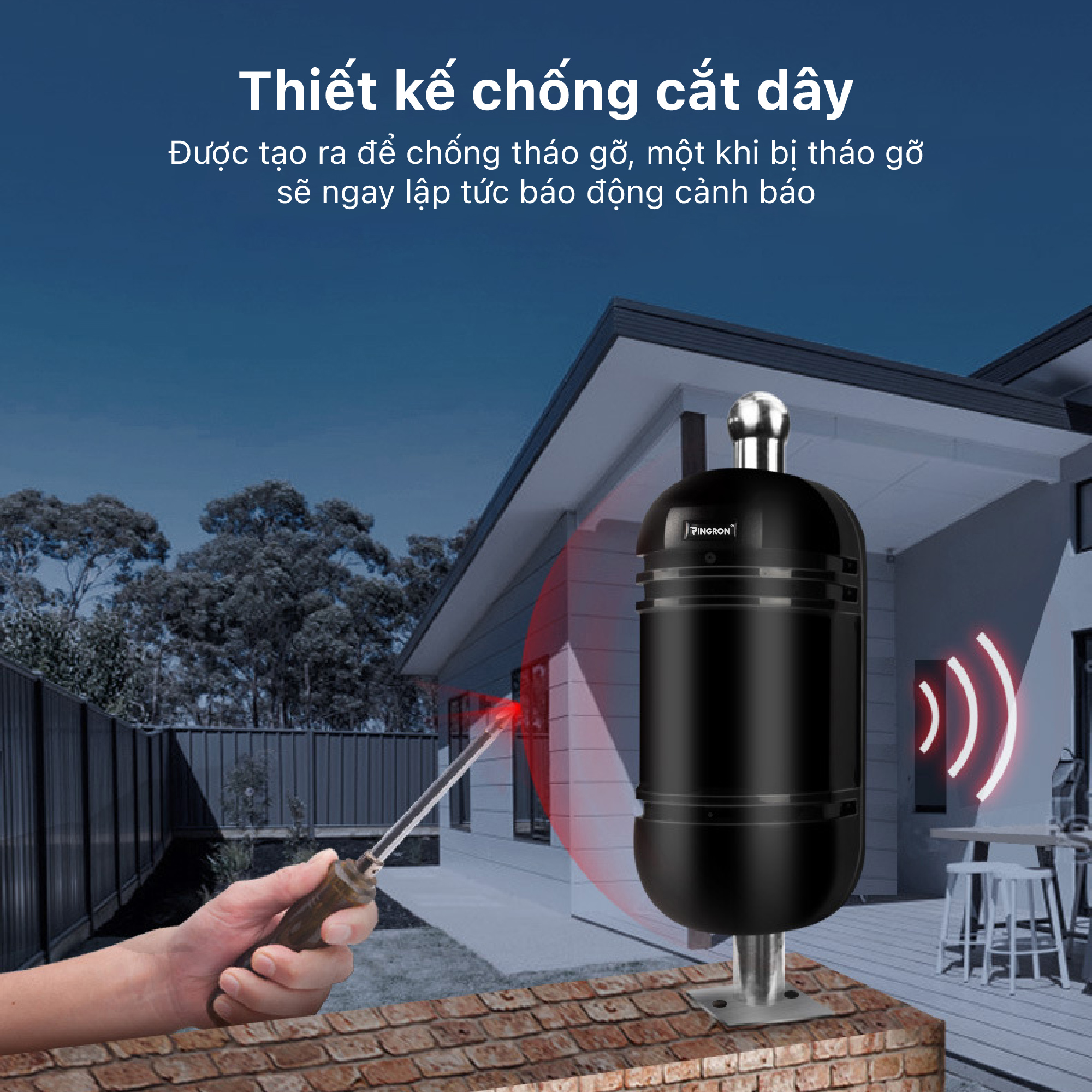 Cảm biến chống trộm hàng rào độc lập PINGRON PR-DB100T - Chống nước IP66, hạn chế báo động giả, khoảng cách 100M