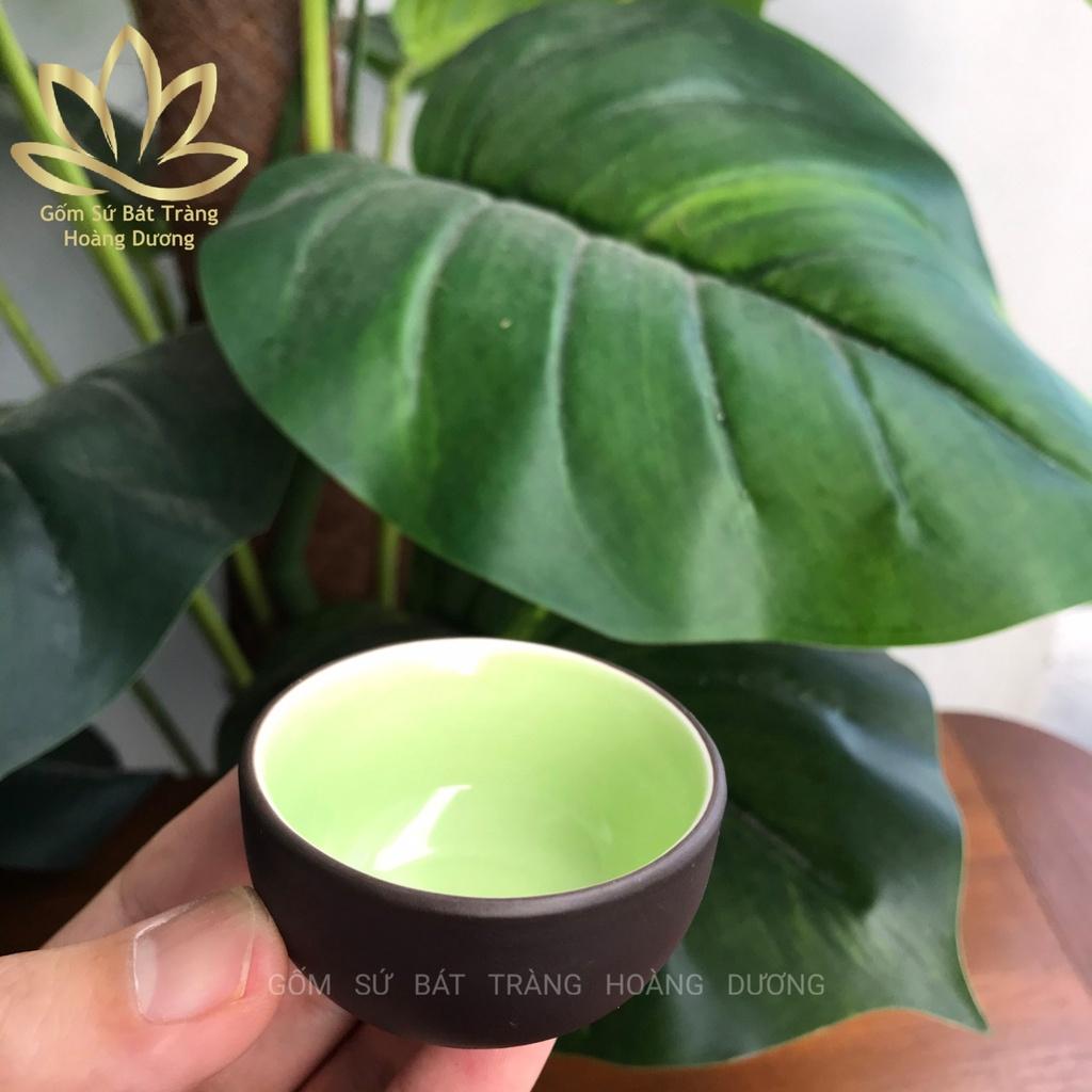 Bộ ẤM chén trà đất nung Bát Tràng khắc cành trúc 280ml
