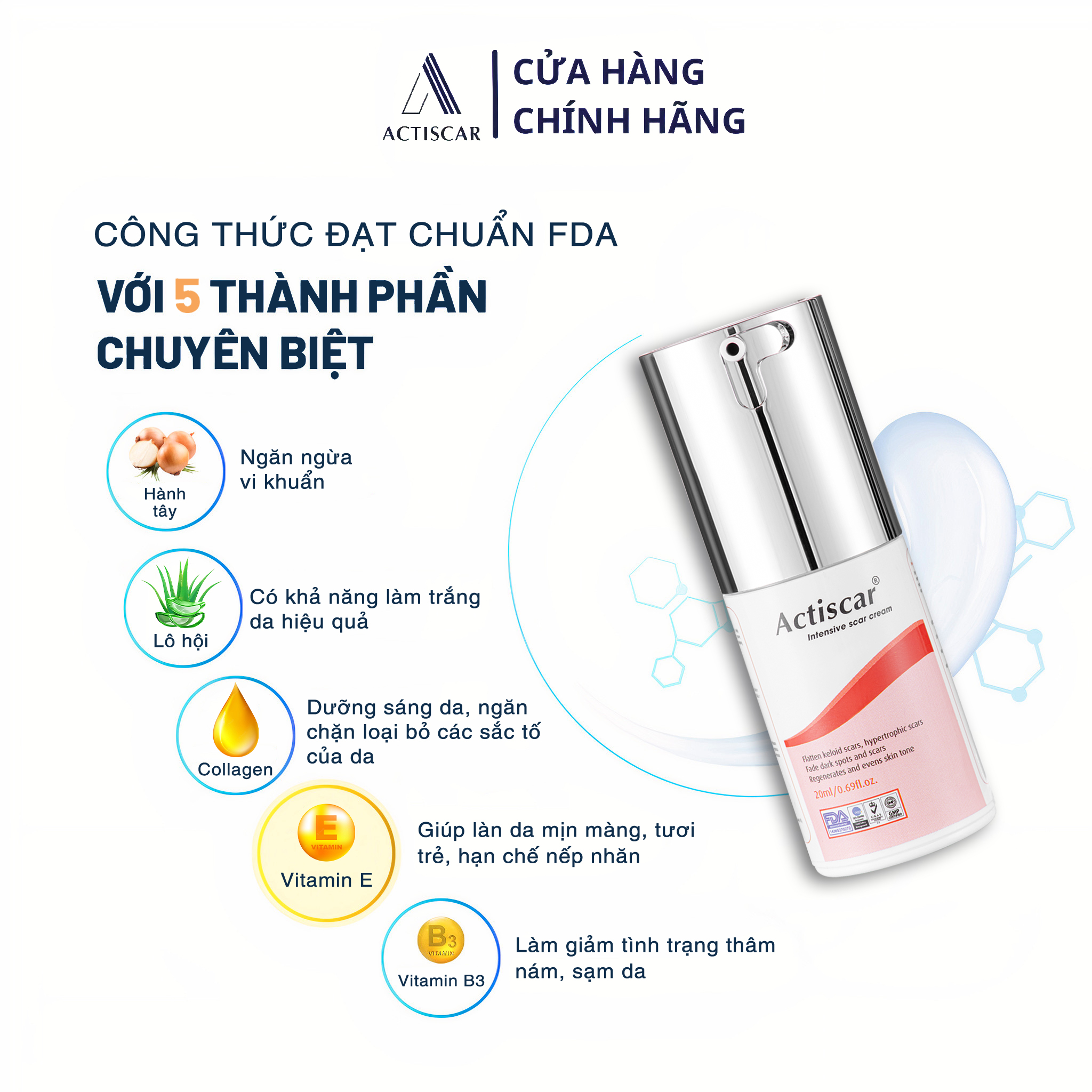 Kem Xóa Sẹo Lồi, Sẹo Phì Đại Actiscar