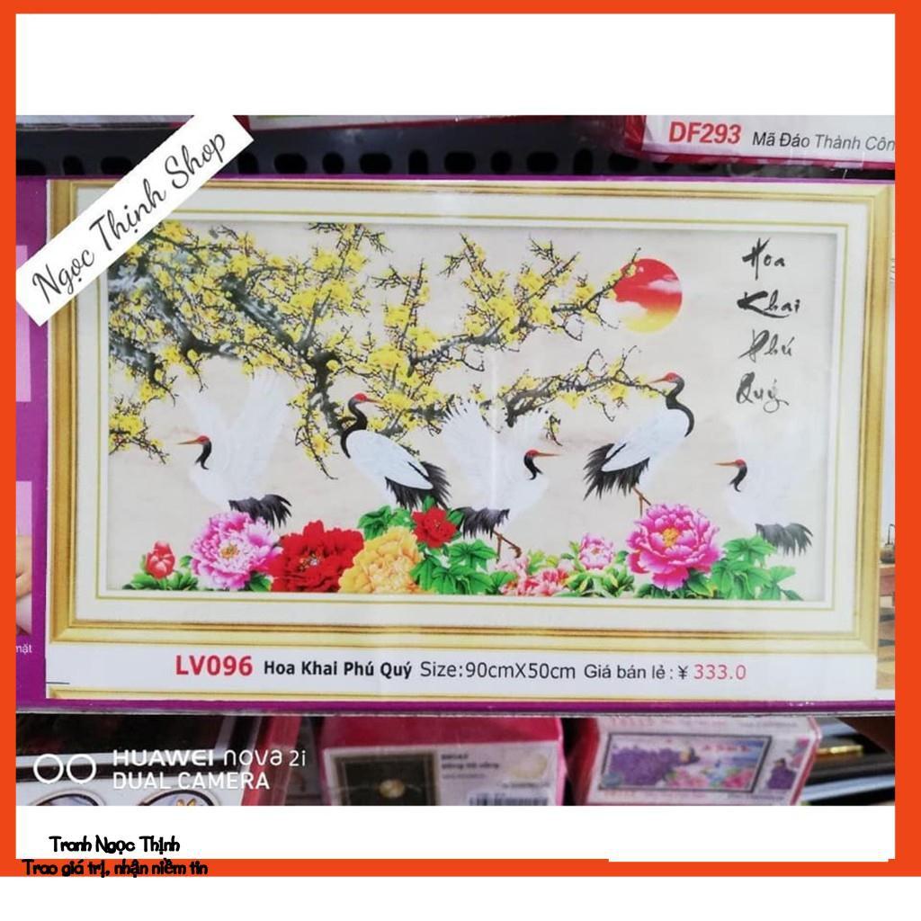 Rẻ vô địch-Tranh đính đá cao cấp Hoa Khai Phú Quý LV096- KT: 90x50Cm