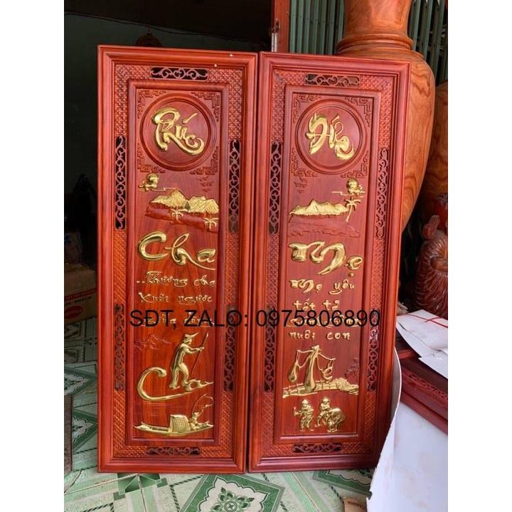 Tranh gỗ cao cấp Cha Mẹ dán vàng