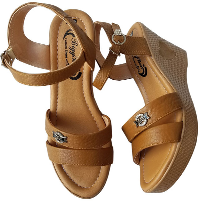 Giày sandal đế xuồng nữ da bò thật cao 9 phân HKT32