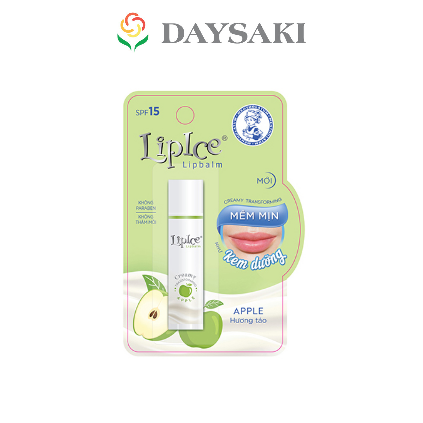 LipIce Son Dưỡng Không Màu Chuyển Kem Mịn Hương Táo SPF15 Lipbalm Creamy Apple 4.3g