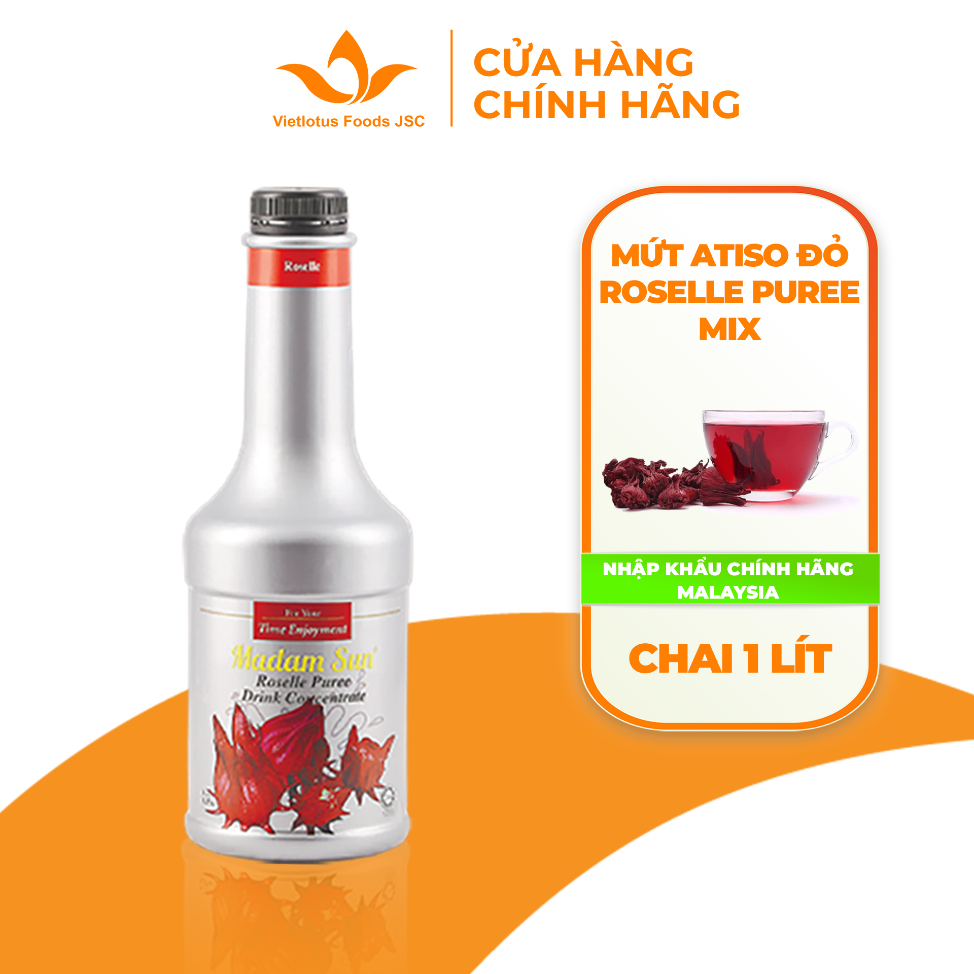 Mứt trái cây pha chế Madamsun vị Atiso đỏ chai 1L - Hàng nhập khẩu Malaysia
