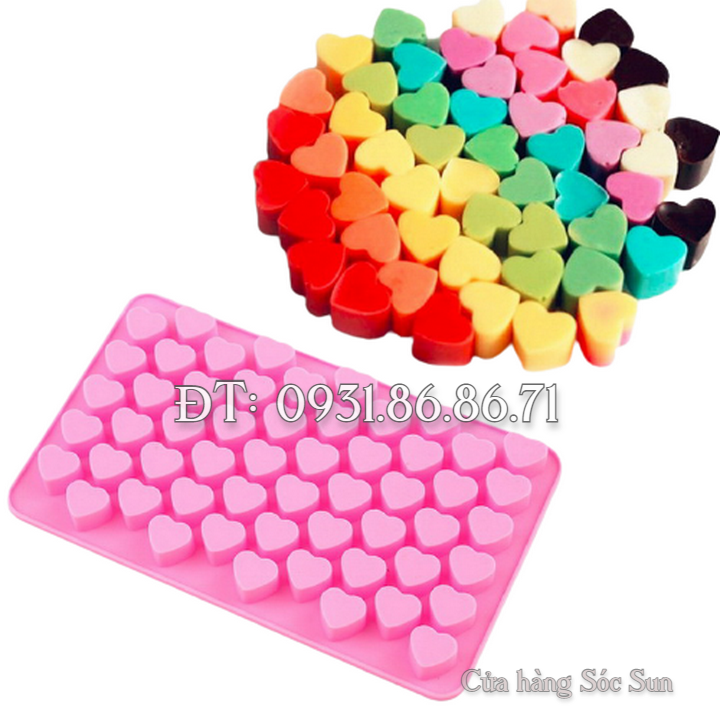 Khuôn silicon 55 trái tim - Mã số 1248