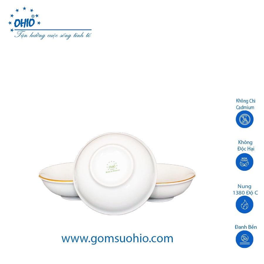 Đĩa Hến 7.7 cm Sứ Trắng Viền Kim OHIO