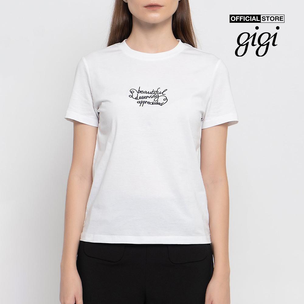 GIGI - Áo thun nữ ngắn tay cổ tròn phối chữ in thời trang G1203A211256
