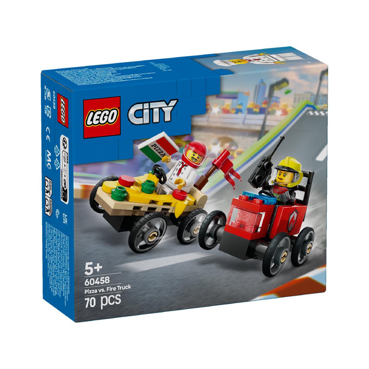 Đồ Chơi Lắp Ráp Bộ Đôi Xe Bán Pizza Vs Xe Cứu Hỏa Chuyên Dụng LEGO CITY 60458 (70 chi tiết)