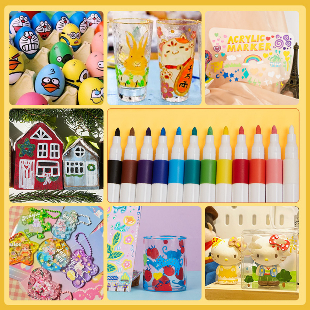 Bộ Bút Màu Acrylic Marker Chống Nước Vẽ Trên Mọi Chất Liệu