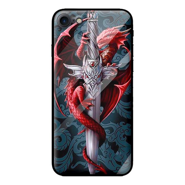 Ốp kính cho iPhone 8 mẫu RỒNG ĐỎ 1 - Hàng chính hãng