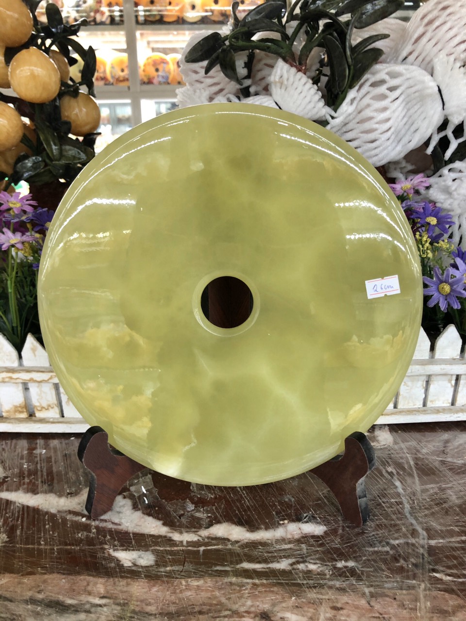 Đồng điếu, đồng tiền phong thủy đá ngọc Onyx - Đường kính 26 cm