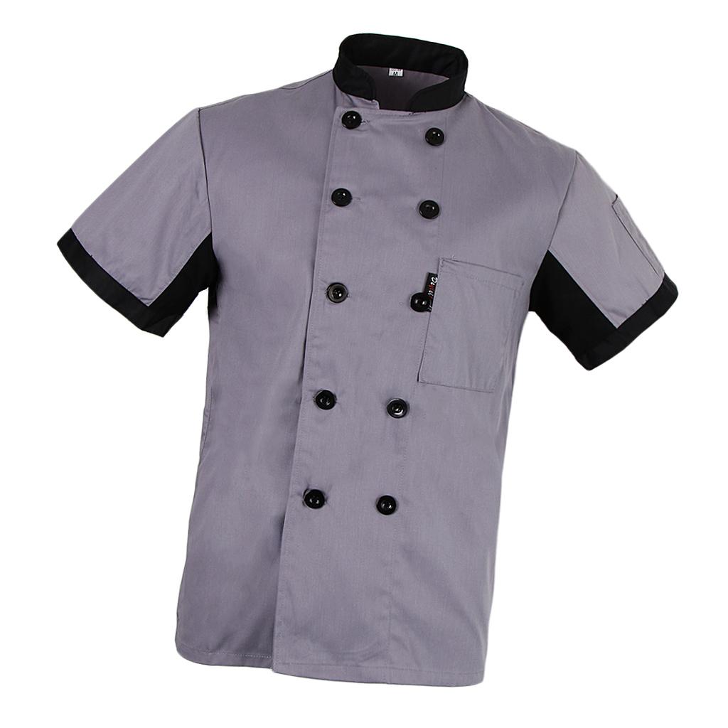 Short Mesh Sleeves Chef Jacket Coat Kitchen Bakery Uniform for Women Men