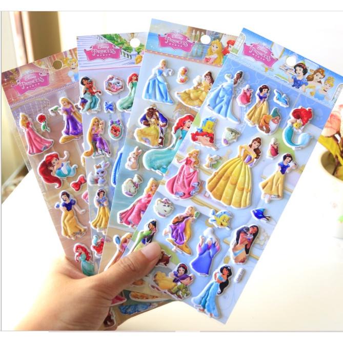Sticker 3D Công chúa Disney hình dán trang trí nổi cho bé