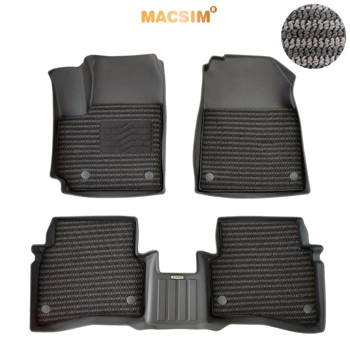 Thảm Lót Sàn 2 Lớp TPE Macsim Kia Sonet Chuẩn Form, Bền, Không Mùi (sd3 xám đen ct)