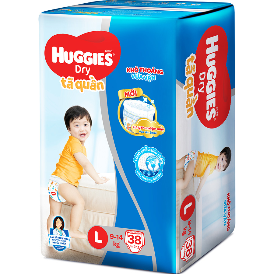 Tã Quần Huggies Dry Pants Jumbo L38 (8 - 13Kg)  - Gói 38 Miếng