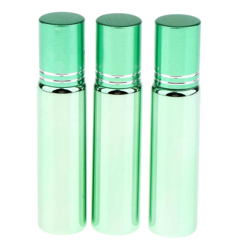3x Empty Refillable Container Essential Oil Roller Bottles Glass Vials 10ml