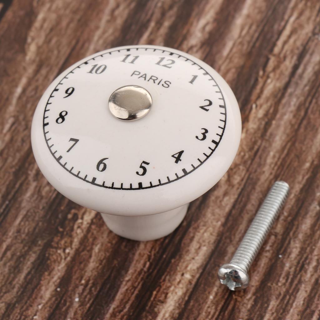 2 Pieces Round Black and White Ceramic Cabinet Knobs for Home Furniture