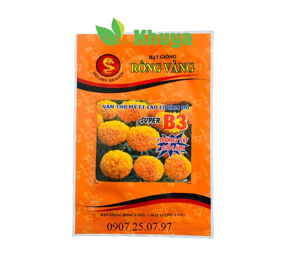 (Date: 01/07/2026) Hạt Giống Vạn Thọ Mỹ F1 Cao Lỡ Cam Đỏ Super B3 Bông To - Cổ Lùn