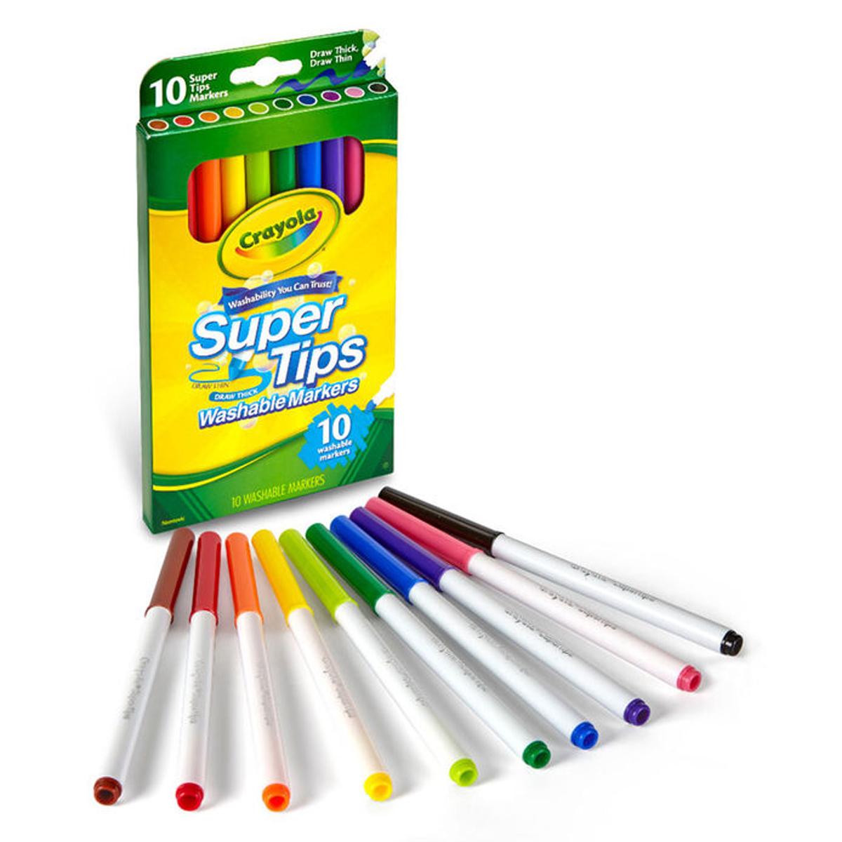 Hộp 10 Bút Lông Màu Super Tips - Dễ Tẩy Rửa - Crayola 588610