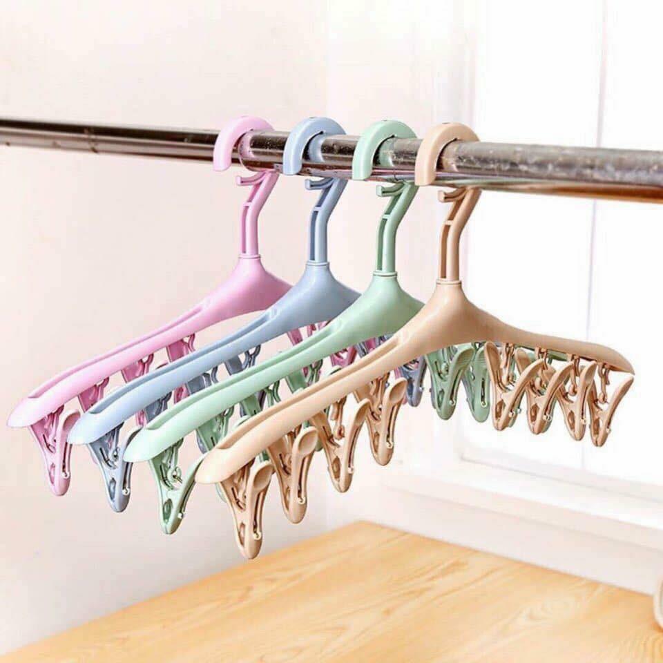 BỘ 2 MÓC PHƠI ĐỒ 8 KẸP CHỐNG GIÓ BAY - MÓC TREO QUẦN ÁO, TẤT VỚ, ĐỒ LÓT ĐA NĂNG