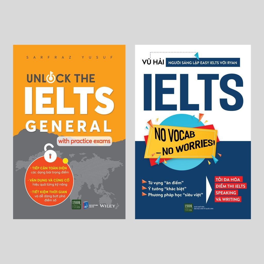 Combo Ielts No Vocab No Worries + Unlock The Ielts General With Practice Exams - Bản Quyền