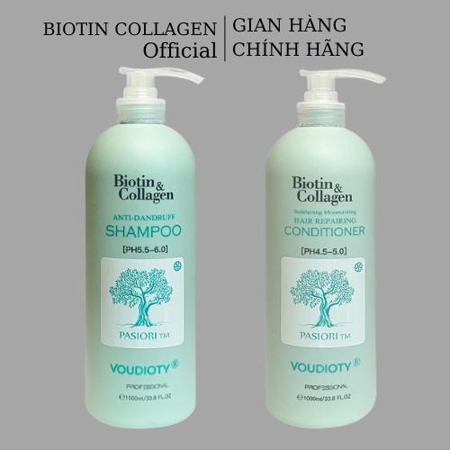 Dầu gội xả ngăn gàu Biotin Collagen Voudioty xanh dương 1000ml