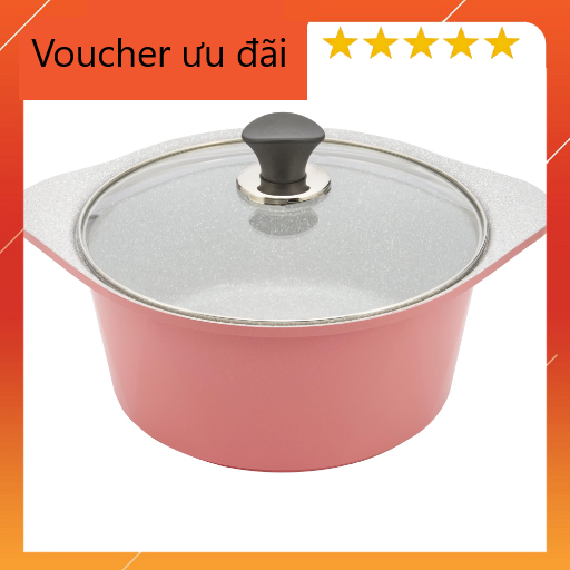 Nồi đúc ceramic vân đá đáy từ chống dính 20cm  dùng cho mọi loại bếp