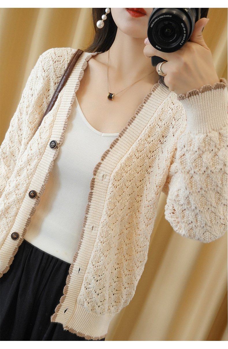 Áo khoác cardigan len phối ren ấm áp DV02