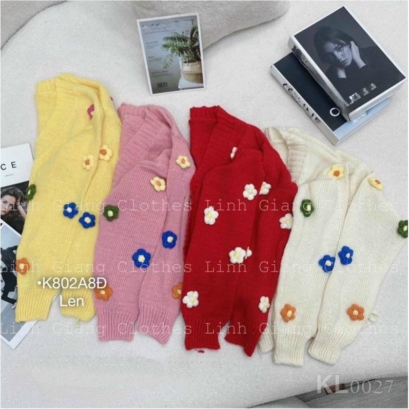 Áo khoác Cardigan len đính hoa Nổi phong cách vintage Hàn Quốc, Áo khoác len cadigan đính hoa nổi hot trend