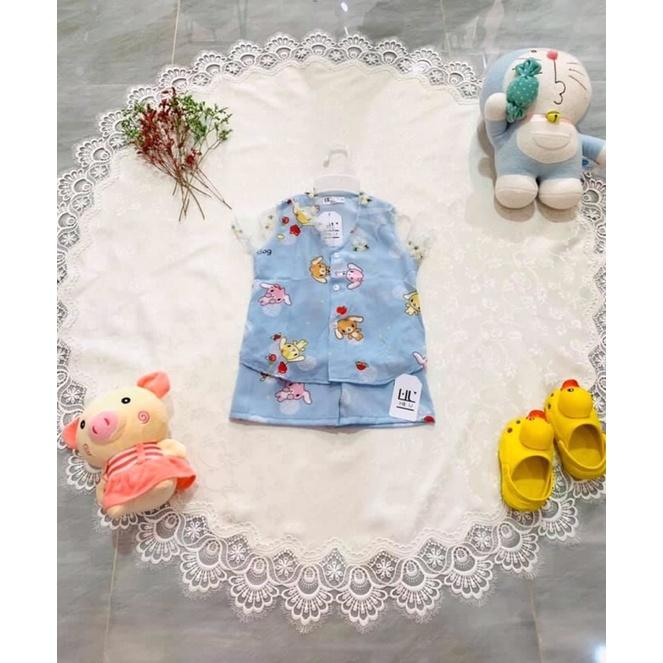 Bộ pijama lụa mịn ngắn ren cho bé từ 10-18 kí siêu cưng