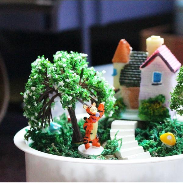 Mô hình cây nhựa hoa trắng trang trí nhà búp bê, tiểu cảnh, bonsai