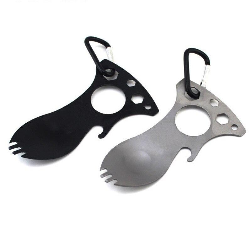 Camping Fork Spoon bottle opener Multi-function Stainless Steel Cutlery Spoon Fork Outdoor Cooking Camping Equipment