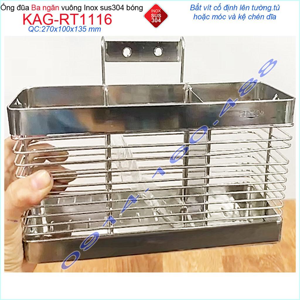 Ống đũa 3 ngăn KAG-RT1116 , kệ đũa 3 ngăn ống đựng đũa nhà bếp Inox SUS304 siêu bền giá tốt sử dụng tốt