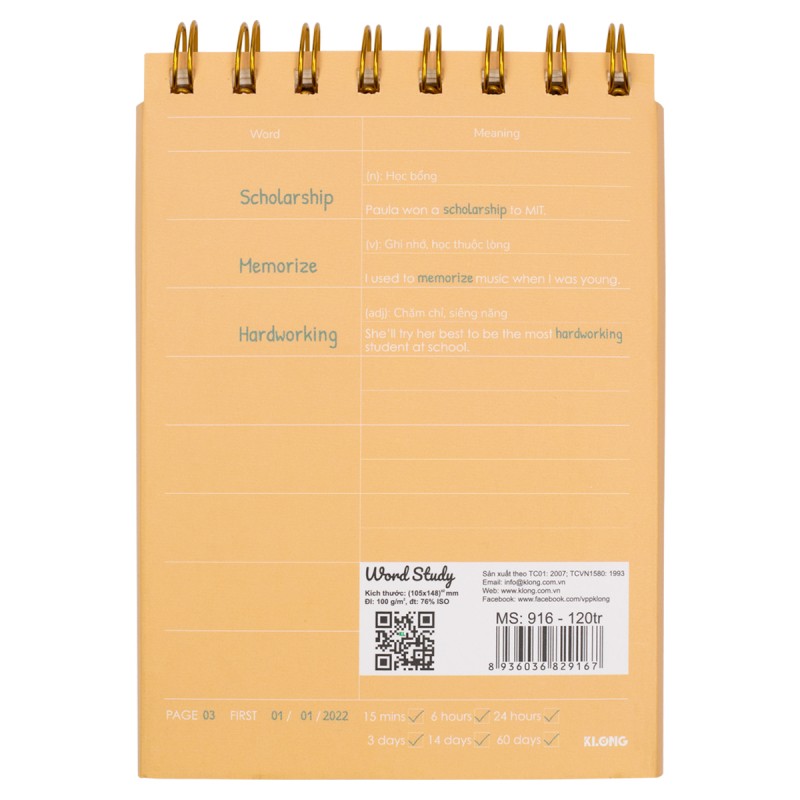 Sổ học từ vựng Word Study A6 120 trang 100/76; MS: 916