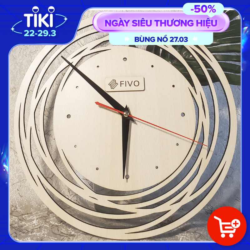 Đồng Hồ Tròn Treo Tường Kim Trôi Decor Trang Trí, Thương Hiệu FIVO Mẫu FW07  Phong Cách Sang Trọng Hiện Đại